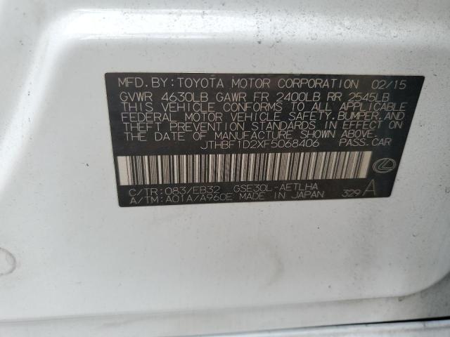 Aukcja sprzedaży 2015 Lexus Is 250, vin: JTHBF1D2XF5068406, numer aukcji: 78890974