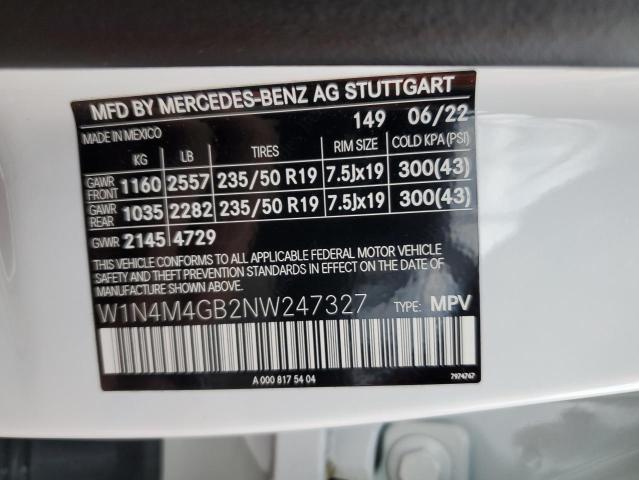 80353024 :رقم المزاد ، W1N4M4GB2NW247327 vin ، 2022 Mercedes-benz Glb 250 مزاد بيع