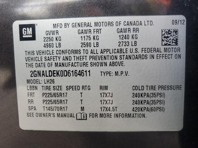 Продажа на аукционе авто 2013 Chevrolet Equinox Lt, vin: 2GNALDEK0D6164611, номер лота: 79648264
