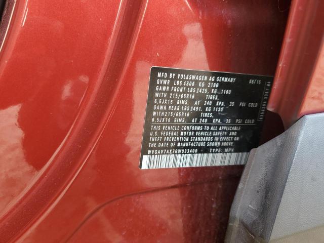 2016 Volkswagen Tiguan მანქანა იყიდება აუქციონზე, vin: WVGAV7AX7GW033400, აუქციონის ნომერი: 79477904