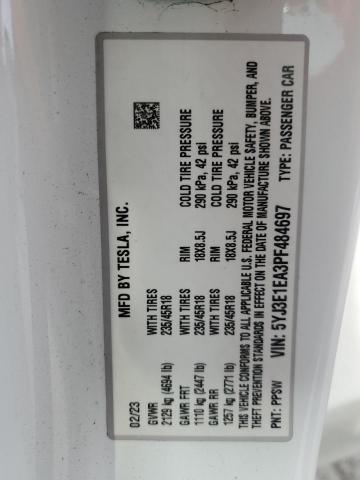 Продажа на аукционе авто 2023 Tesla Model 3, vin: 5YJ3E1EA3PF484697, номер лота: 78547284