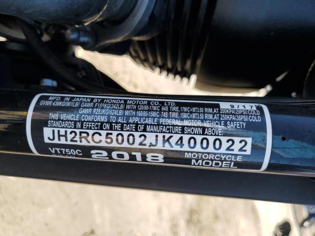 Aukcja sprzedaży 2018 Honda Vt750 C, vin: JH2RC5002JK400022, numer aukcji: 80348394