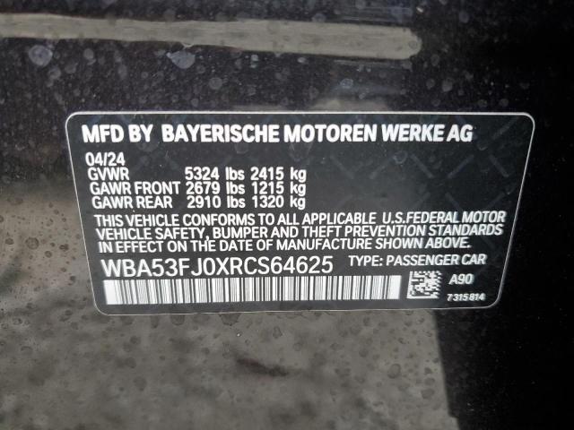 2024 Bmw 530 მანქანა იყიდება აუქციონზე, vin: WBA53FJ0XRCS64625, აუქციონის ნომერი: 80845954