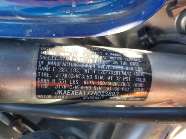 Продаж на аукціоні авто 2007 Kawasaki Ex650, vin: JKAEXEA177A023893, номер лоту: 80951004