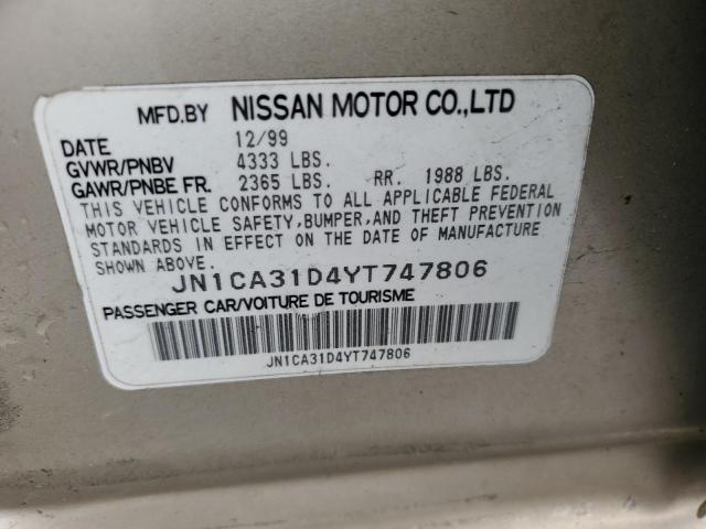 Продажа на аукционе авто 2000 Nissan Maxima, vin: JN1CA31D4YT747806, номер лота: 80849904