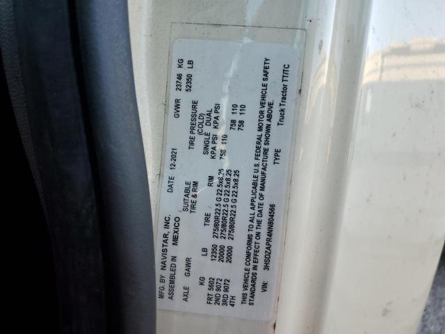 80904264 :رقم المزاد ، 3HSDZAPR4NN804566 vin ، 2022 International Lt625 مزاد بيع