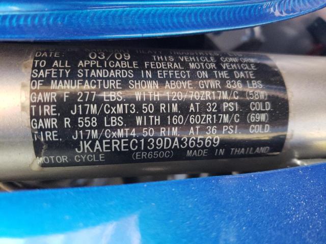 2009 Kawasaki Er650 მანქანა იყიდება აუქციონზე, vin: JKAEREC139DA36569, აუქციონის ნომერი: 80025764