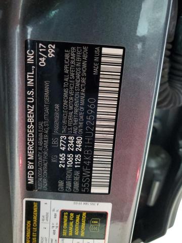 92700735 :رقم المزاد ، 55SWF4KB1HU225960 vin ، 2017 Mercedes-benz C مزاد بيع