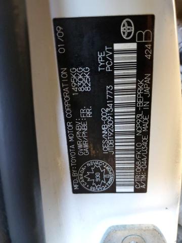 91219405 :رقم المزاد ، JTDBT923091341773 vin ، 2009 Toyota Yaris مزاد بيع
