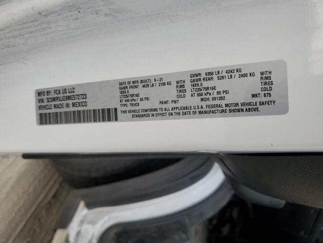 Продажа на аукционе авто 2021 Ram Promaster 3500, vin: 3C6MRVJG9ME572723, номер лота: 92635305