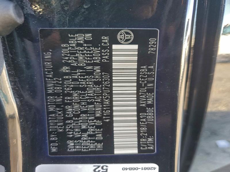 Aukcja sprzedaży 2023 Toyota Camry, vin: 4T1G11AK5PU726307, numer aukcji: 94263955