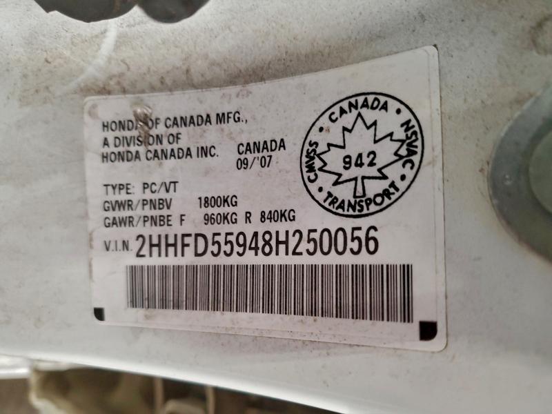 Aukcja sprzedaży 2008 Acura Csx, vin: 2HHFD55948H250056, numer aukcji: 94467415