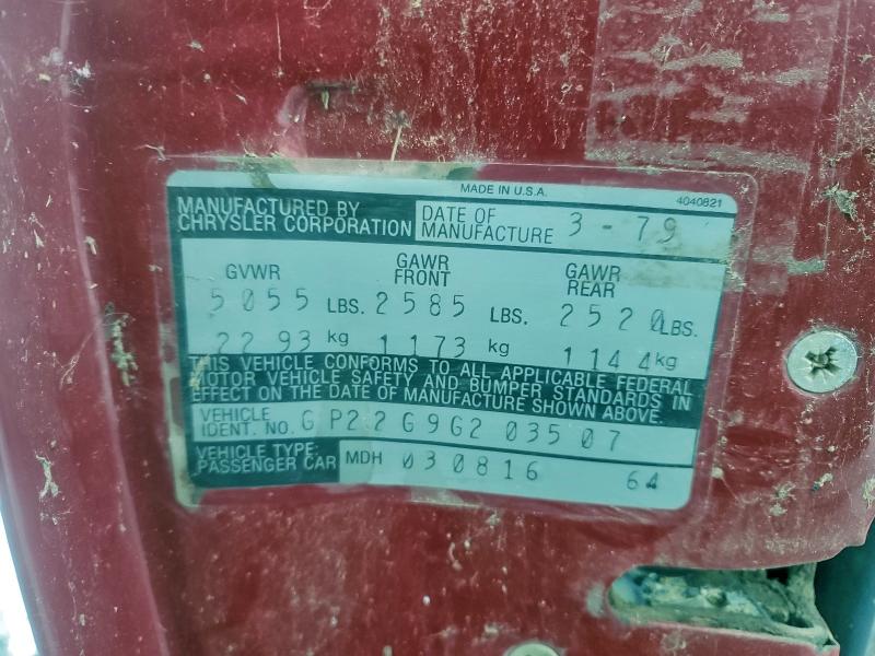 Aukcja sprzedaży 1979 Dodge Diplomat, vin: GP22G9G203507, numer aukcji: 94593925
