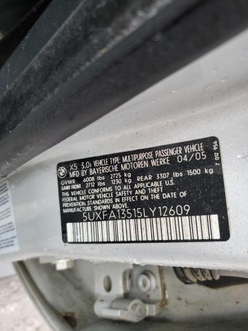 Продаж на аукціоні авто 2005 Bmw X5, vin: 5UXFA13515LY12609, номер лоту: 93675415
