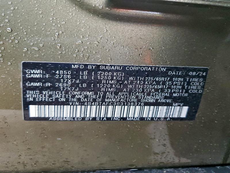 Продажа на аукционе авто 2025 Subaru Outback Pr, vin: 4S4BTAFC3S3138376, номер лота: 94062355