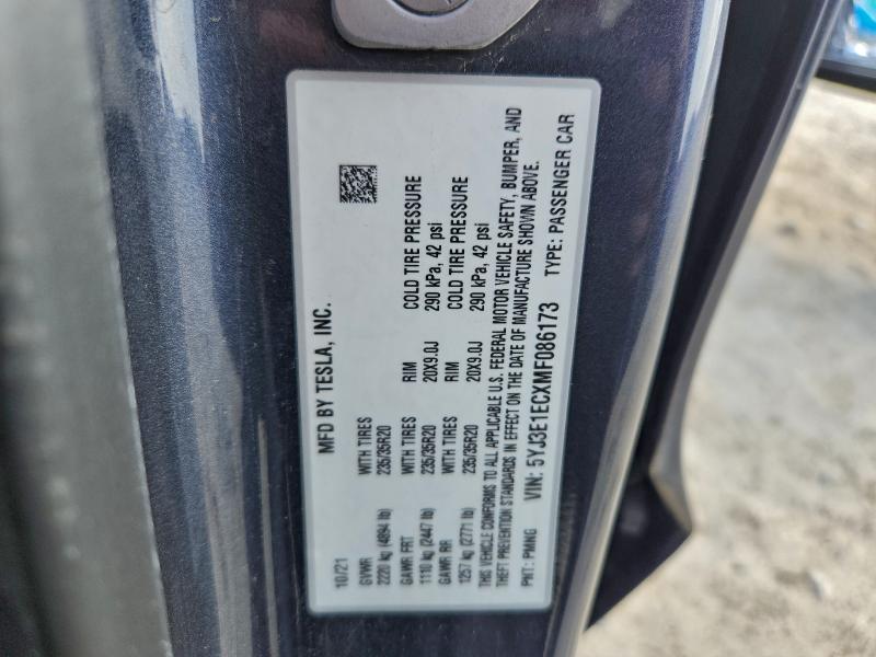 Продаж на аукціоні авто 2021 Tesla 3, vin: 5YJ3E1ECXMF086173, номер лоту: 94356145