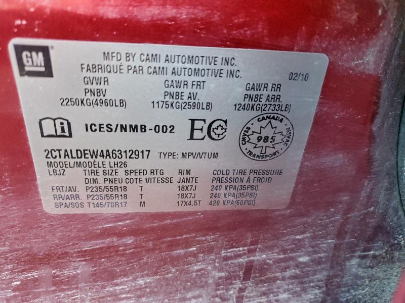 Продаж на аукціоні авто 2010 Gmc Terrain, vin: 2CTALDEW4A6312917, номер лоту: 94311705