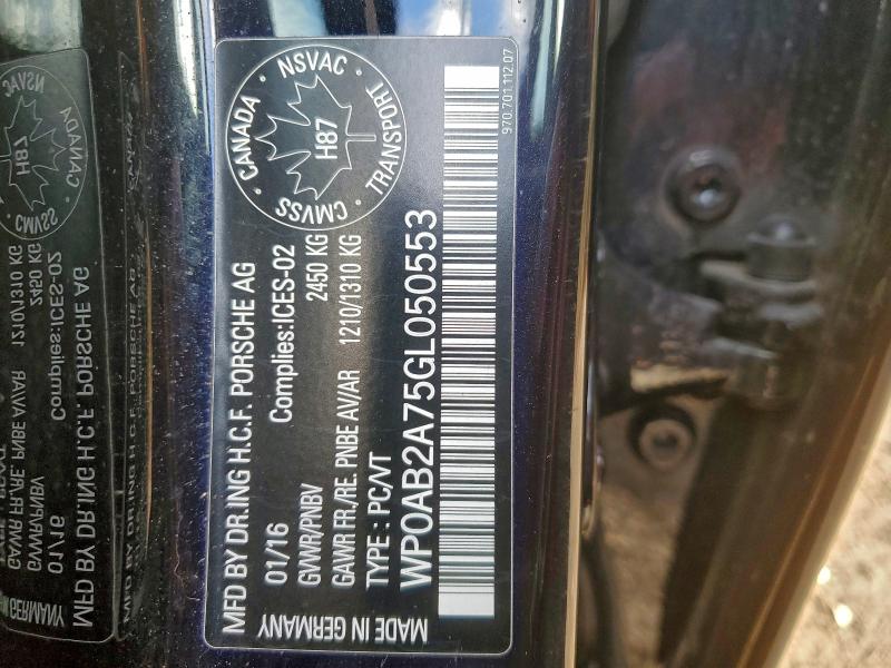94111575 :رقم المزاد ، WP0AB2A75GL050553 vin ، 2016 Porsche Panamera مزاد بيع