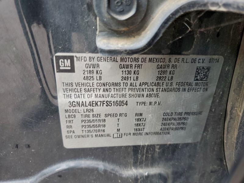 Продаж на аукціоні авто 2015 Chevrolet Captiva, vin: 3GNAL4EK7FS516054, номер лоту: 93538495