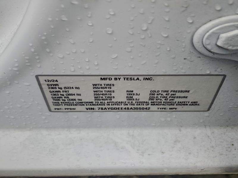 Aukcja sprzedaży 2025 Tesla Model Y, vin: 7SAYGDEE4SA355042, numer aukcji: 92800945