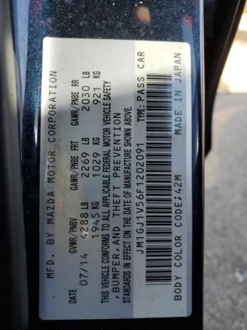 Aukcja sprzedaży 2015 Mazda 6, vin: JM1GJ1V56F1202091, numer aukcji: 91243835