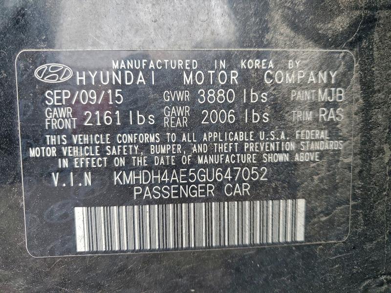 2016 Hyundai Elantra მანქანა იყიდება აუქციონზე, vin: KMHDH4AE5GU647052, აუქციონის ნომერი: 93637915
