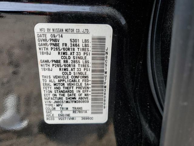 91103475 :رقم المزاد ، JN8CS1MU7FM380809 vin ، 2015 Infiniti Qx70 مزاد بيع