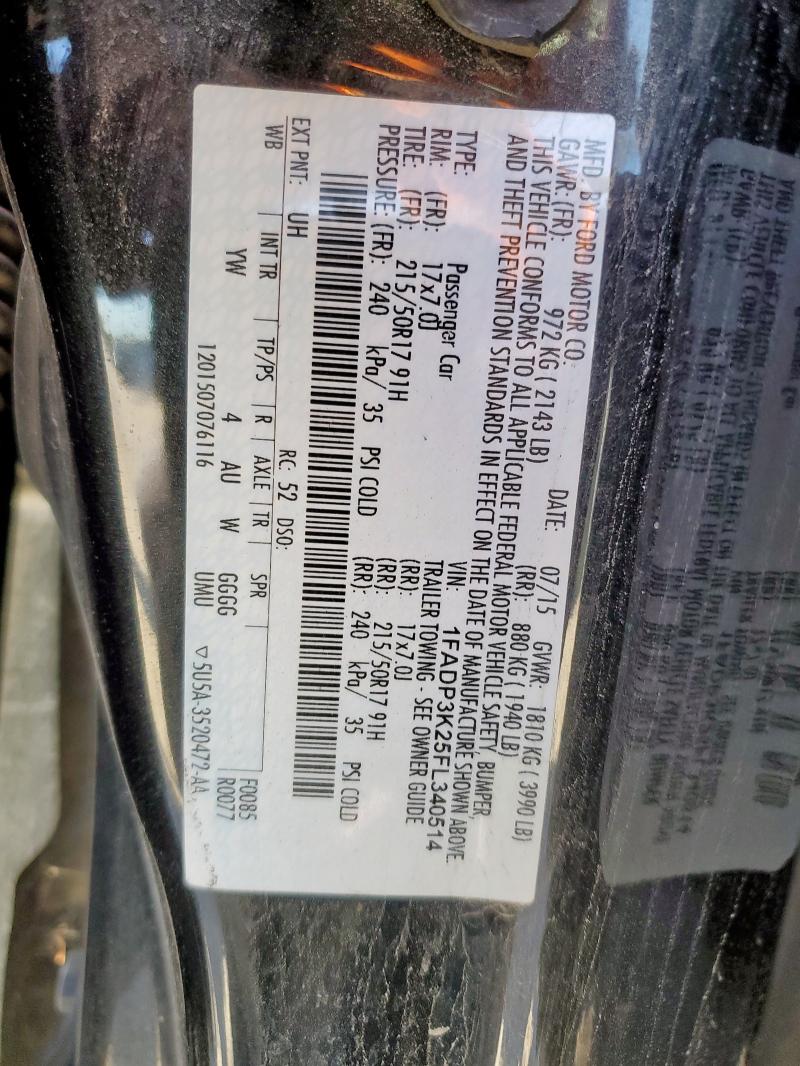 Aukcja sprzedaży 2015 Ford Focus Se, vin: 1FADP3K25FL340514, numer aukcji: 92357715