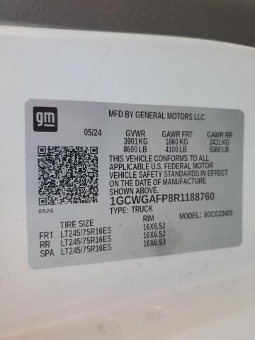 Продаж на аукціоні авто 2024 Chevrolet Express G2, vin: 1GCWGAFP8R1188760, номер лоту: 94004105