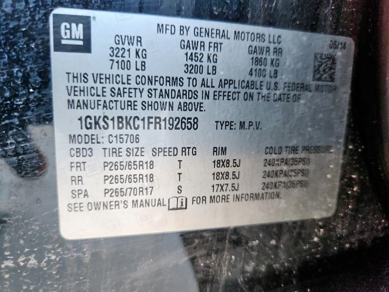 Продажа на аукционе авто 2015 Gmc Yukon Slt, vin: 1GKS1BKC1FR192658, номер лота: 92034905