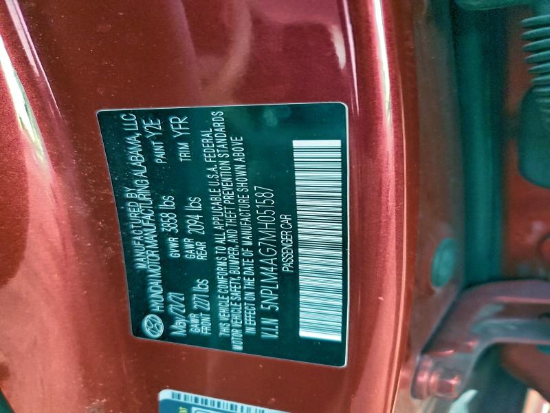 94173825 :رقم المزاد ، 5NPLM4AG7MH051587 vin ، 2021 Hyundai Elantra Se مزاد بيع