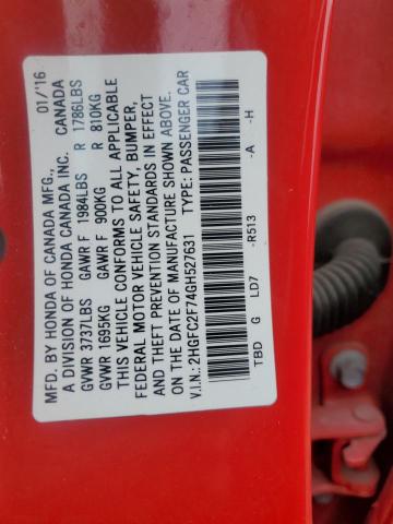 Aukcja sprzedaży 2016 Honda Civic, vin: 2HGFC2F74GH527631, numer aukcji: 93719145