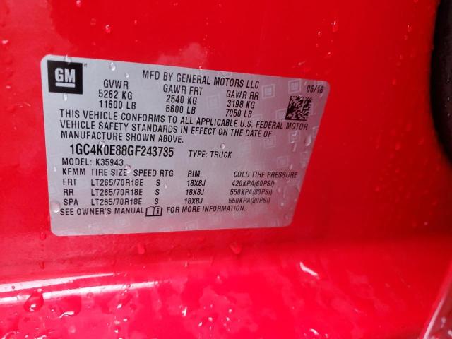 Aukcja sprzedaży 2016 Chevrolet Silverado, vin: 1GC4K0E88GF243735, numer aukcji: 85426545