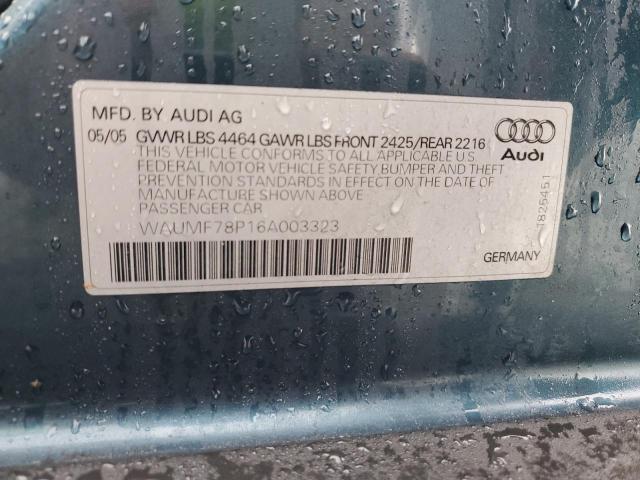 91569505 :رقم المزاد ، WAUMF78P16A003323 vin ، 2006 Audi A3 مزاد بيع
