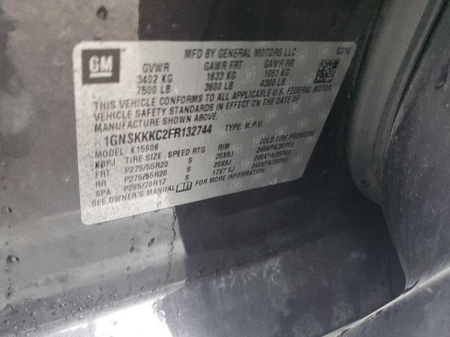 2015 Chevrolet Suburban მანქანა იყიდება აუქციონზე, vin: 1GNSKKKC2FR132744, აუქციონის ნომერი: 91884665