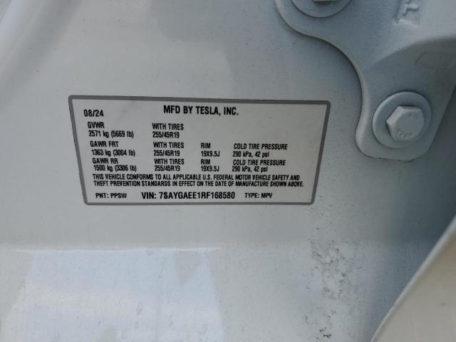 92470195 :رقم المزاد ، 7SAYGAEE1RF168580 vin ، 2024 Tesla Model Y مزاد بيع