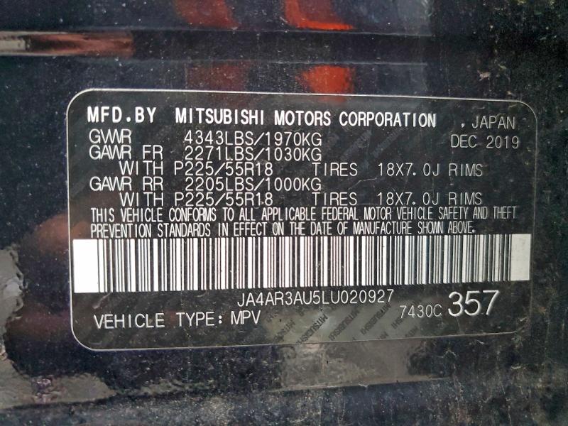 Продаж на аукціоні авто 2020 Mitsubishi Outlander Sport, vin: JA4AR3AU5LU020927, номер лоту: 93898805