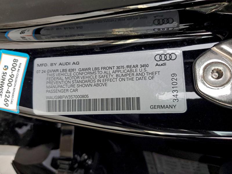 Продажа на аукционе авто 2025 Audi S E-tron Gt, vin: WAUG9BFW3S7000805, номер лота: 93861165