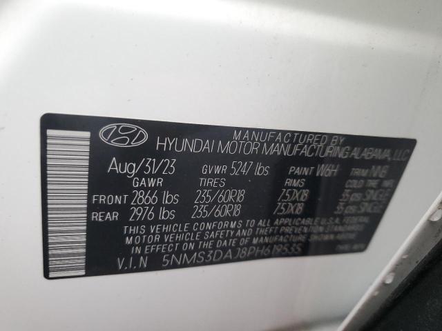 2023 Hyundai Santa Fe მანქანა იყიდება აუქციონზე, vin: 5NMS3DAJ8PH619535, აუქციონის ნომერი: 91288545