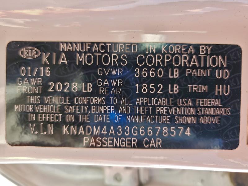 Продаж на аукціоні авто 2016 Kia Rio, vin: KNADM4A33G6678574, номер лоту: 93263315