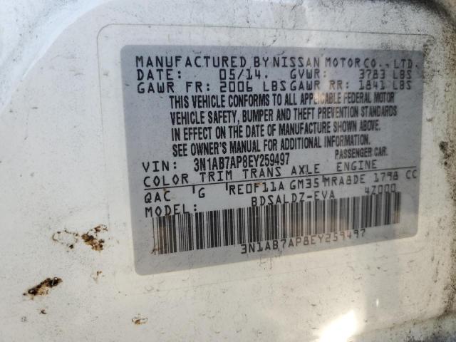 91724325 :رقم المزاد ، 3N1AB7AP8EY259497 vin ، 2014 Nissan Sentra S مزاد بيع