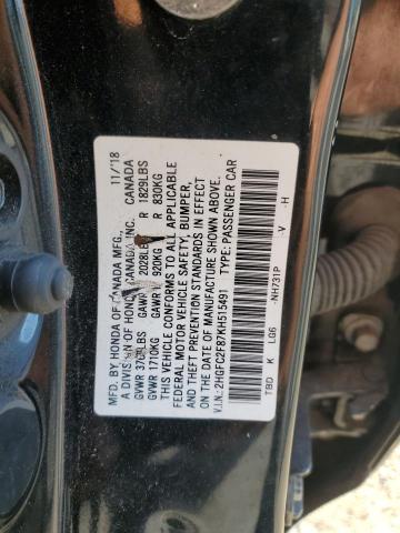 Aukcja sprzedaży 2019 Honda Civic, vin: 2HGFC2F87KH515491, numer aukcji: 91656885