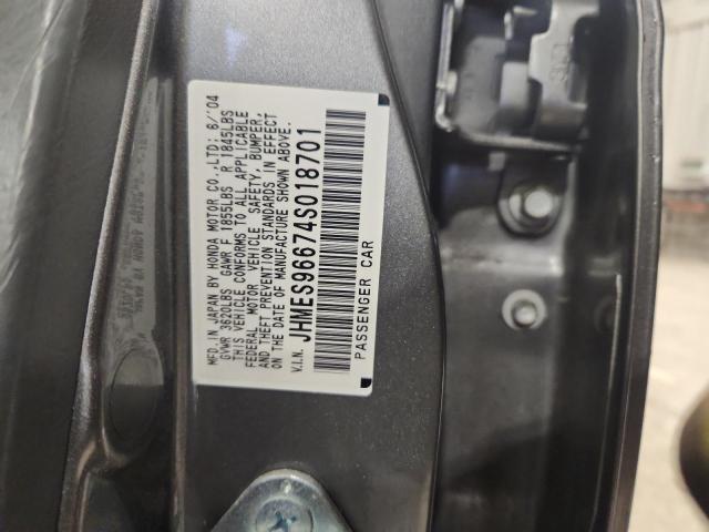 93367155 :رقم المزاد ، JHMES96674S018701 vin ، 2004 Honda Civic مزاد بيع