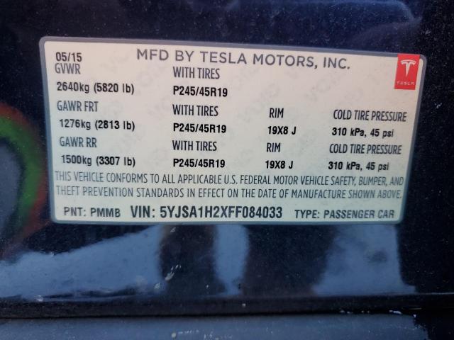 Продаж на аукціоні авто 2015 Tesla Model S 85, vin: 5YJSA1H2XFF084033, номер лоту: 89704805