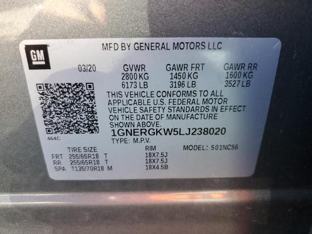 Продаж на аукціоні авто 2020 Chevrolet Traverse, vin: 1GNERGKW5LJ238020, номер лоту: 93515895