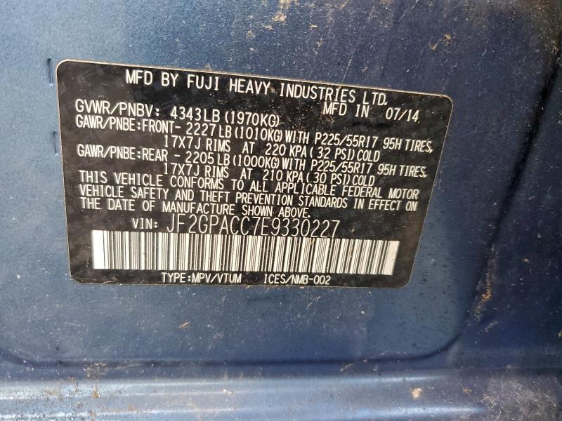 94588315 :رقم المزاد ، JF2GPACC7E9330227 vin ، 2014 Subaru Xv Crosstrek مزاد بيع