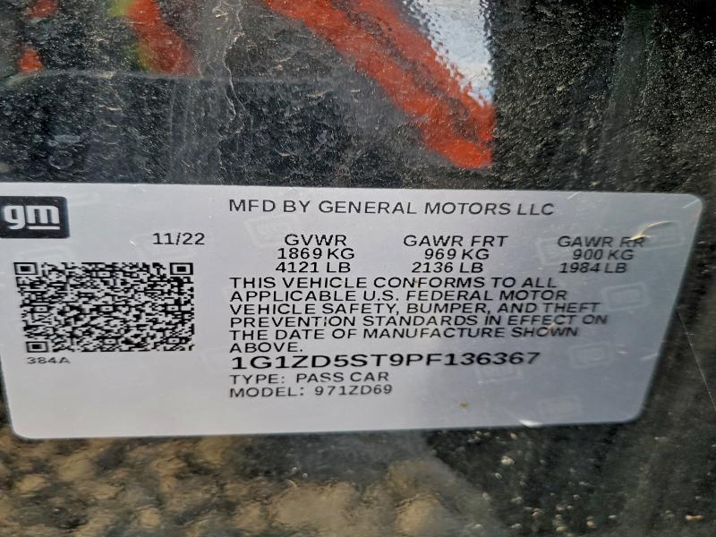 Продажа на аукционе авто 2023 Chevrolet Malibu Lt, vin: 1G1ZD5ST9PF136367, номер лота: 94220335