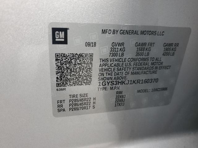 91269995 :رقم المزاد ، 1GYS3HKJ1KR160370 vin ، 2019 Cadillac Escalade مزاد بيع