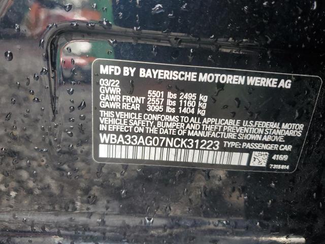 91305875 :رقم المزاد ، WBA33AG07NCK31223 vin ، 2022 Bmw 530xe مزاد بيع
