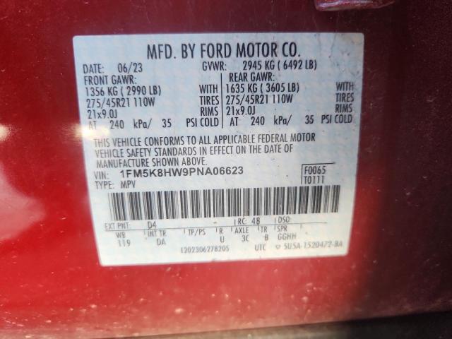 2023 Ford Explorer მანქანა იყიდება აუქციონზე, vin: 1FM5K8HW9PNA06623, აუქციონის ნომერი: 92570925